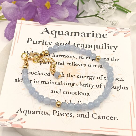 Minimalist Bracelet with Natural Aquamarine - Picture 11 of 12